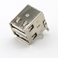 雙層90度彎腳USB2.0母座 雙USB充電接口 移動(dòng)電源插口 USB連接器廠家
