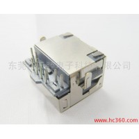供應鍍金單口直插180度屏蔽網(wǎng)絡連接器插座 PCB插座