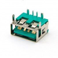 短體10MM大電流USB母座 QC3.0直插快充母座 3A大功率綠色充電插頭  連接器母座