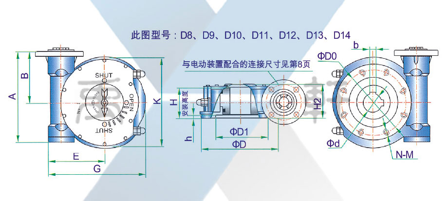 QDX3-D13大速比電動蝸輪箱(圖1) QDX3-D13大速比電動蝸輪箱(圖1)